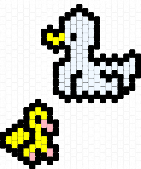 Ducky and baby ducky - duck,duckling,animal,bird,yellow,white,black,pink