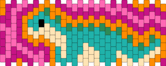 Trippy Dinosaur 2 - teal,orange,pink,dinosaur,green,cream