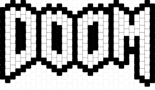 DOOM charm!! (black and white) - black,white,game,doom,doomslayer,demons,retro,90s