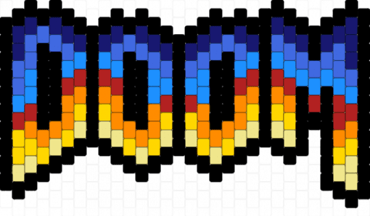 DOOM charm!! - doom,logo,nostalgia,video game,gaming,black,yellow,blue,colorful,game,doomslayer,demons,retro,90s