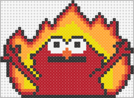 Burning Elmo - burning elmo,meme,fire,funny,viral,vibrant,quirky,humor,red,yellow,orange