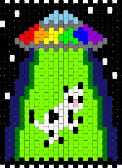 Ufo cow bag panel - purple,green