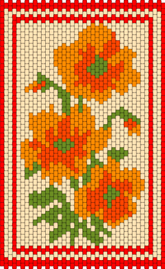 Orange Flowers - red,beige
