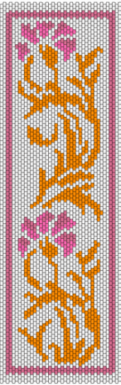 Pink Flowers On Orange Vine - white,pink,orange
