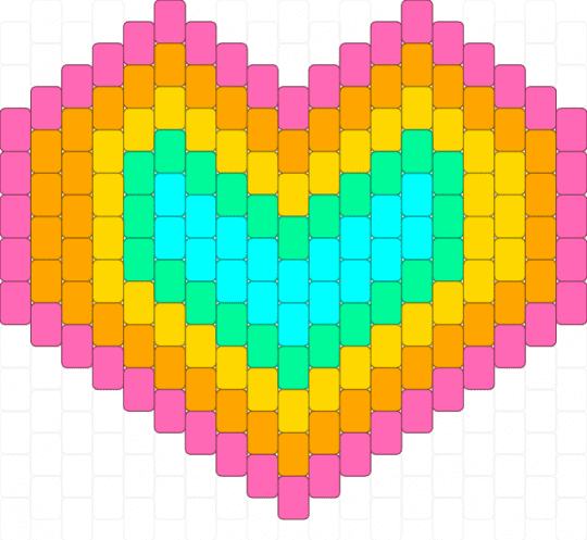 Kandi heart bag pannel - orange,yellow,pink
