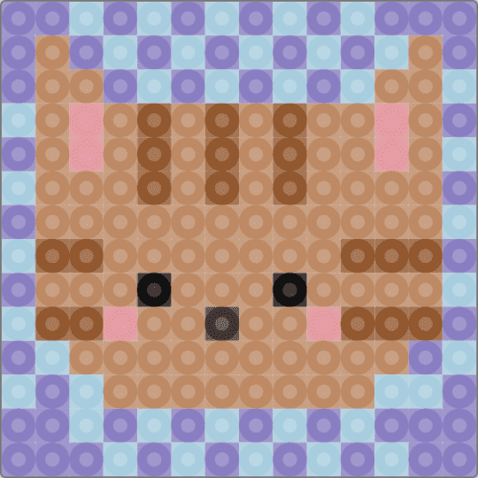 Cat - pink,light blue,tan