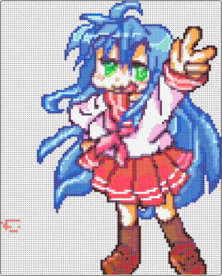 Izumi Lucky Star Pattern! - blue,light blue,brown,red,colorful