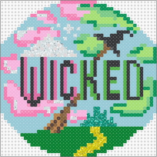 Wicked - wicked,musical,theater,broadway,needlepoint,pink,light blue,green,wizard of oz