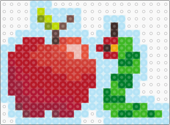 hungry hungry caterpillar with apple :D - red,green,light blue,hungry hungry caterpillar,caterpillar,bug,apple