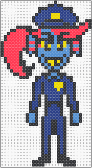 Undyne-Police Officer - black,blue,red
