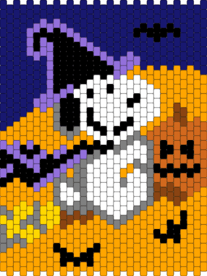 Snoopy Witch - snoopy,witch,peanuts,panel,animal,cartoon,halloween,holiday,spooky,purple,orange,peanut,cute,dog