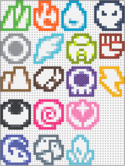 PokeRogue Type Icons - white,orange,gray,purple,colorful