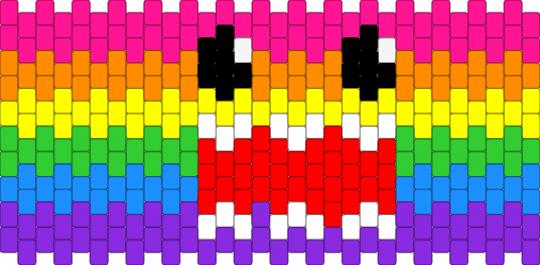 Day 1 out of 31 of stealing things from kandipatterns: Rainbow Domo - pink,orange,yellow,purple,kandipatterns,rainbow,colorful,multistitch