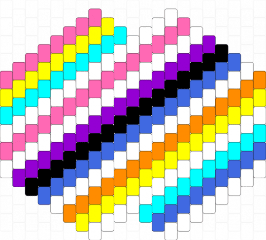 Pan, genderfluid, and aroace Kandi mask - pink,light blue,yellow,blue,mask,peyote,pride,aroace,pan,genderfluid,lgbtq,lgbtqia