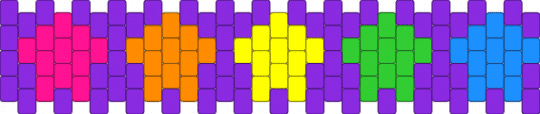 Day 9 of 31 of stealing things from kandipatterns: small row of stars - purple,kandipatterns,rainbow,stars,simple,cuff,colorful,easy,multistitch