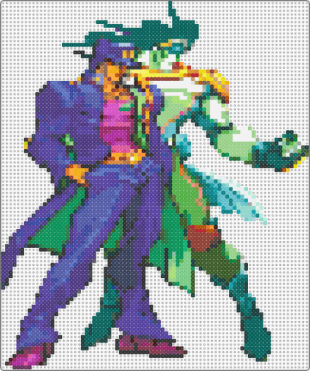 JoJo's Bizarre Adventure Capcom - gray,teal,purple,green,jotaro,anime,videogame,jojo,capcom,game,peak