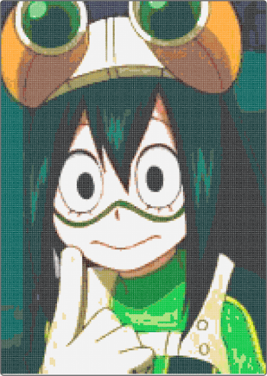 tsuyu asui - black,white,gold,green,gray,tan,orange,colorful