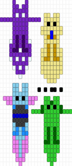 slugcats 2 - purple,yellow,green,rain world,slugcat,scug,spearmaster,saint,rivulet,gourmand