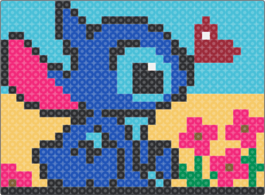 Stitch Flowers - pink,blue,light blue,yellow