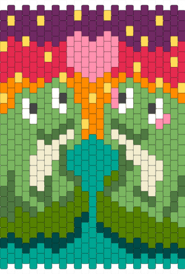 frog sunset bag panel - green, pink, teal