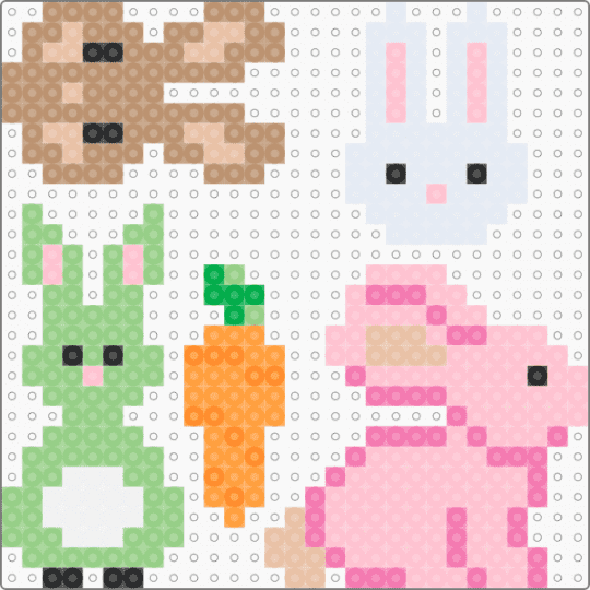 Cute Little Bunnys - pink,beige,teal