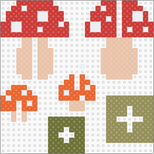 3D mushrooms - beige, gold, red