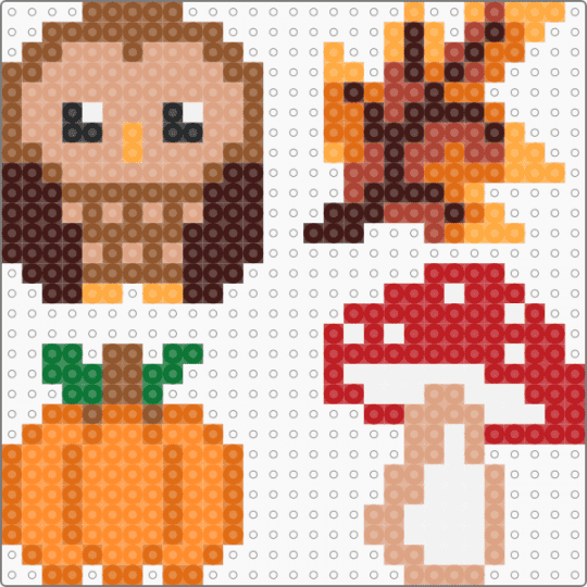 Owl - beige, brown, orange, red