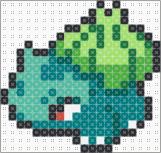 Mini Bulbasaur Sprite (Perler) - teal,green,pokemon,bulbasaur,sprite,mini,small,magnet,perler