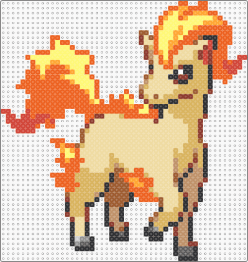Ponyta Sprite (Gen 5) - orange,beige,ponyta,pokemon,gen 5,black and white,black,white,sprite,black white