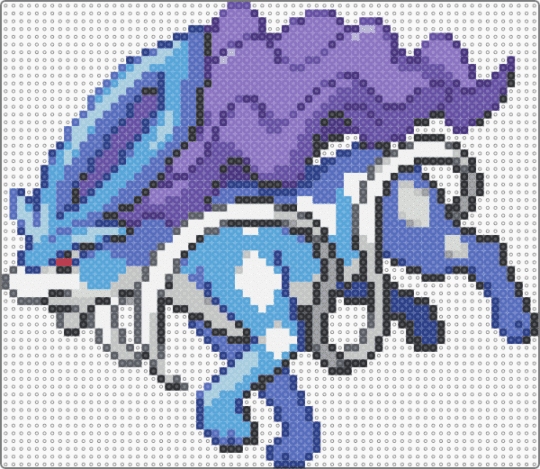Suicune Sprite (Gen 5) - blue,light blue,purple,pokemon,suicune,sprite,gen 5,black and white,black,white