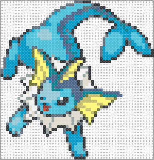Gen 4 Vaporeon Sprite (Perler) - gray,light blue,pokemon,vaporeon,sprite,perler,playful,cute,gen 4