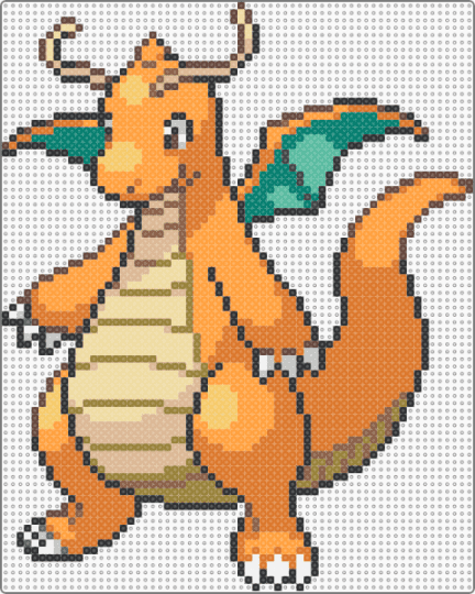 Dragonite Sprite (Gen 5) - beige,orange,dragonite,pokemon,sprite,black and white,gen 5,black,white