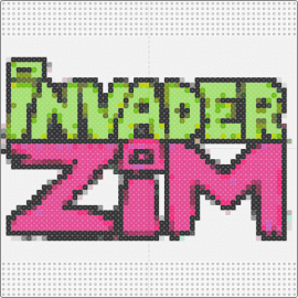 Invader Zim logo perler - gpt immerse in the world of a beloved alien character with this fuse bead pattern featuring the vibrant logo of 'invader zim'. it's perfect for fans of the iconic cartoon looking to create a piece of 