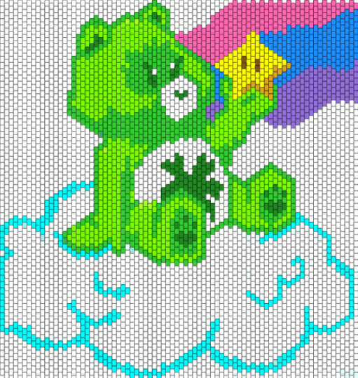 Good Luck Bear Bag - white,green,light blue