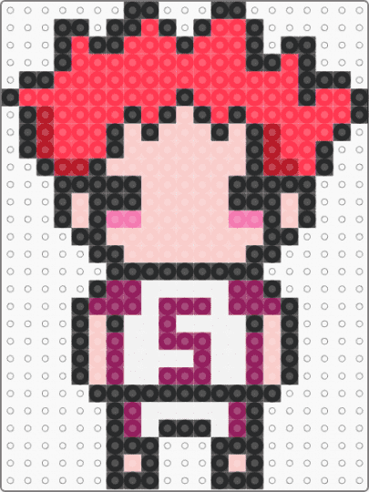 Satori Tendou perler - red,beige,tendou,haikyu