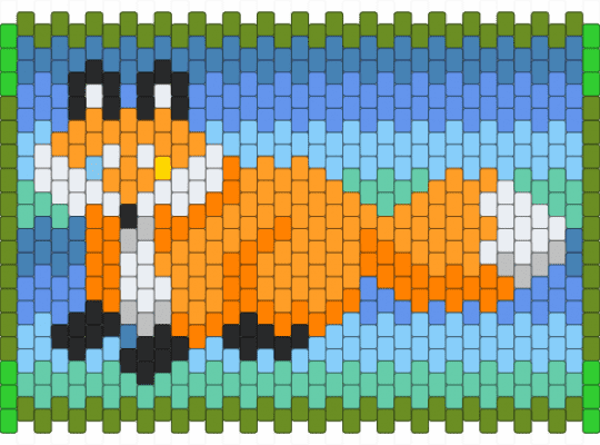 fox bag banner - orange,light blue,green