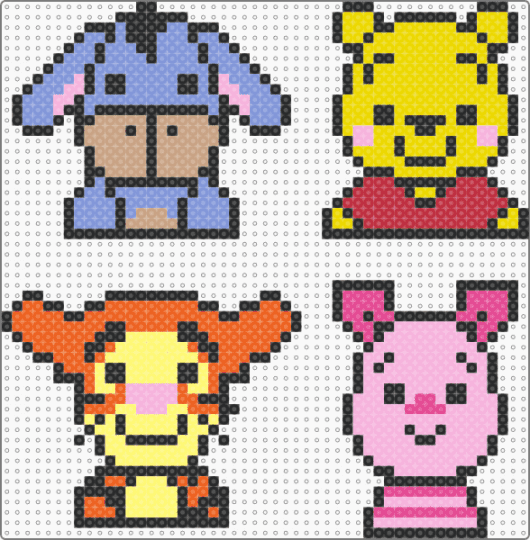 pooh and friends 1 - pink,light blue,yellow