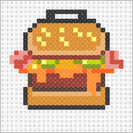 Burger Perler Badge - hamburger,food
