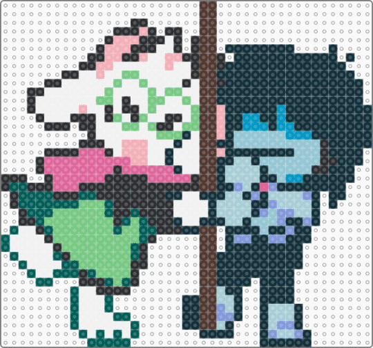 kris and ralsei rope tug - black,gray,light blue,colorful,deltarune,chapter 3,kris,ralsei