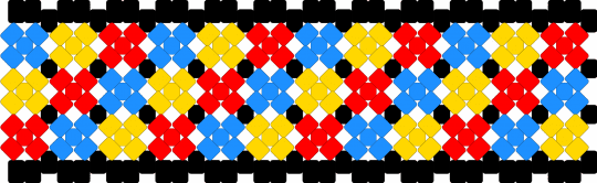 Base for my Clown rotator (I might make the other parts in a weird way sorry) - red,yellow,light blue,clown,primary colors,rotator,base,xbase,kandi,cuff,rave