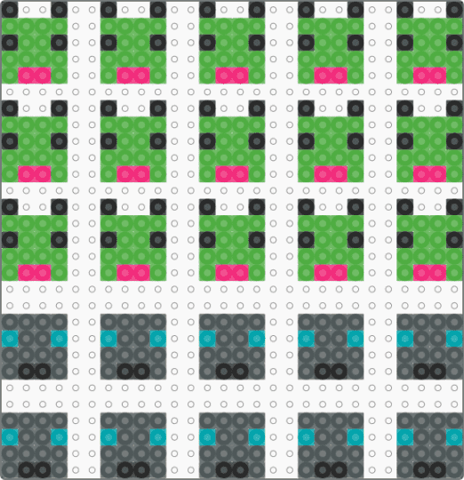 Little girs(robot and dog version) - gir,invader zim,robot,character,simple,heads,dog,cartoon,nickelodeon,animation,tv show,animal,green,pink