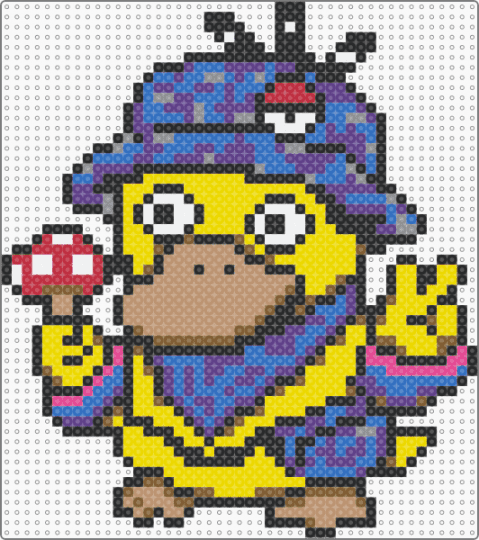 Wook Psy - beige, blue, pokemon, psyduck, purple, rave, trippy, wook, yellow