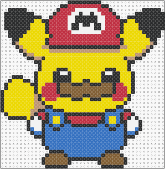 mario pikachu - blue, red, yellow