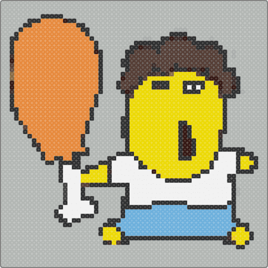 Shedletsky eating chicken - beige,orange,yellow