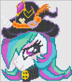 Halloween Princess Celestia Skin (medium size project) - princess celestia,mlp,my little pony,costume,halloween,character,witch,teal,purple,pink,black