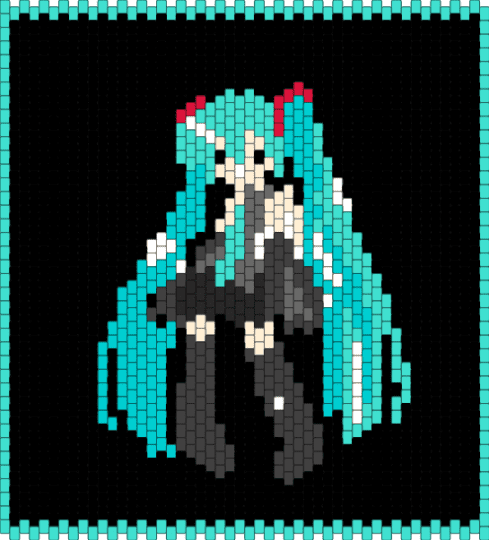 Hatsune Miku Panel - black,light blue