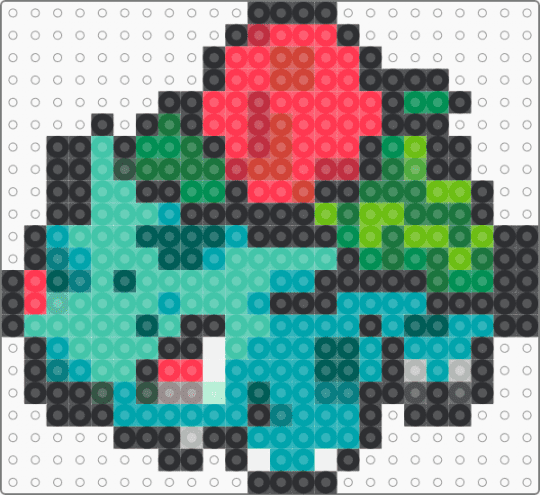 Ivysaur Box Sprite- 1 board - red,green,teal,pokemon,sprite,cute,nintendo,pixel,perler