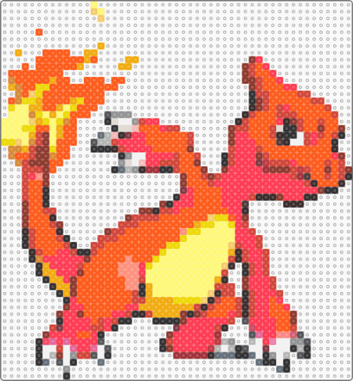 Charmeleon Sprite - yellow,orange,red,pokemon,sprite,cute,nintendo,pixel,perler