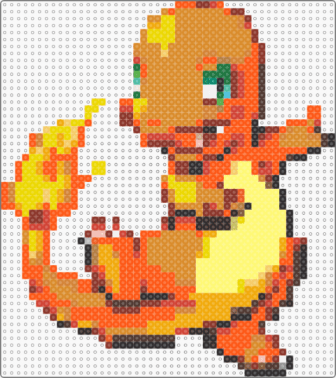 Charmander Sprite - orange,red,yellow,pokemon,sprite,cute,nintendo,pixel,perler