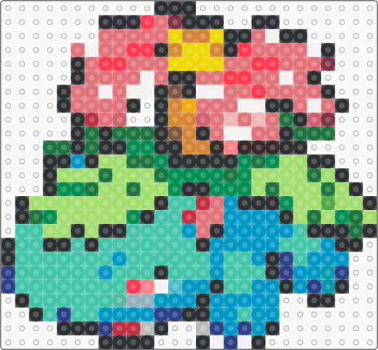 Venusaur Box Sprite- 1 board - red,green,light blue,teal,pokemon,sprite,cute,nintendo,pixel,perler